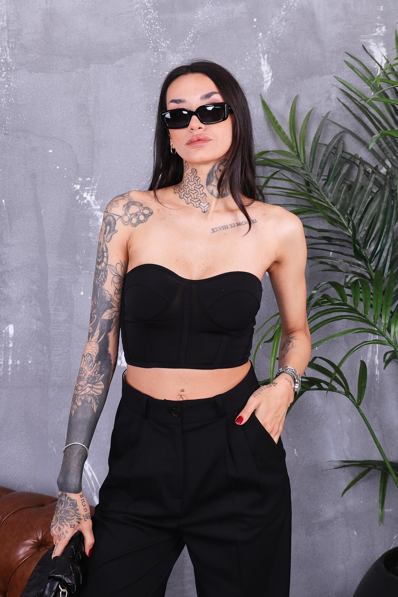 Straplez Crop Bluz