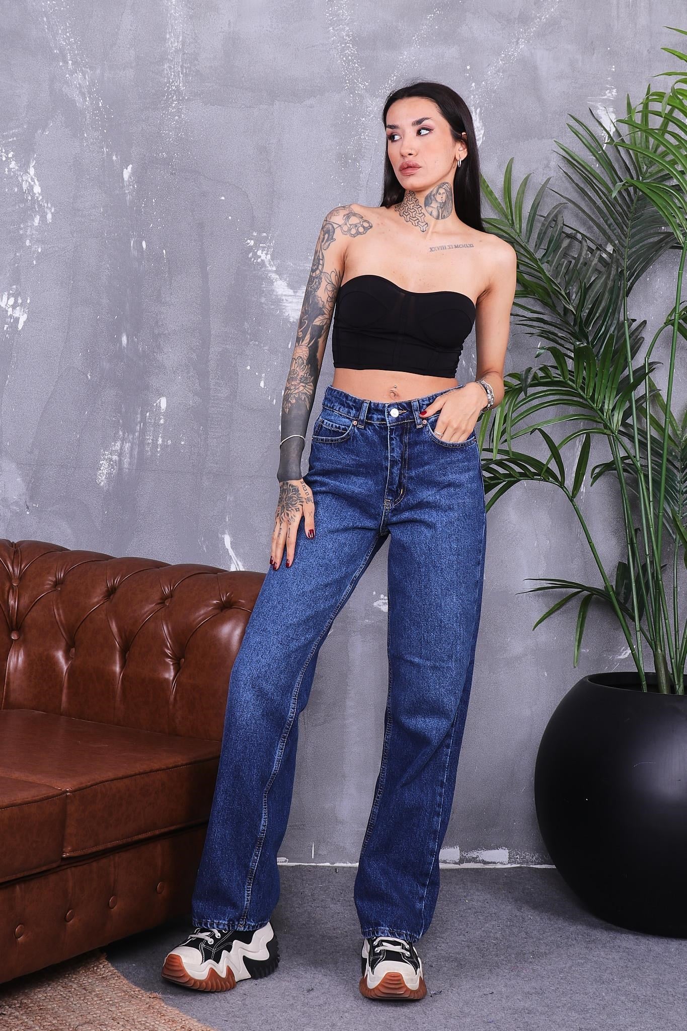 Yüksek Bel Straight Jean