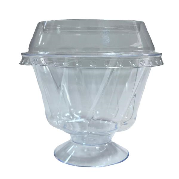 Ayaklı Kristal Tatlı Kase Kapağı Ø95 Bombe 50 li 20 Paket (1000 Adet)