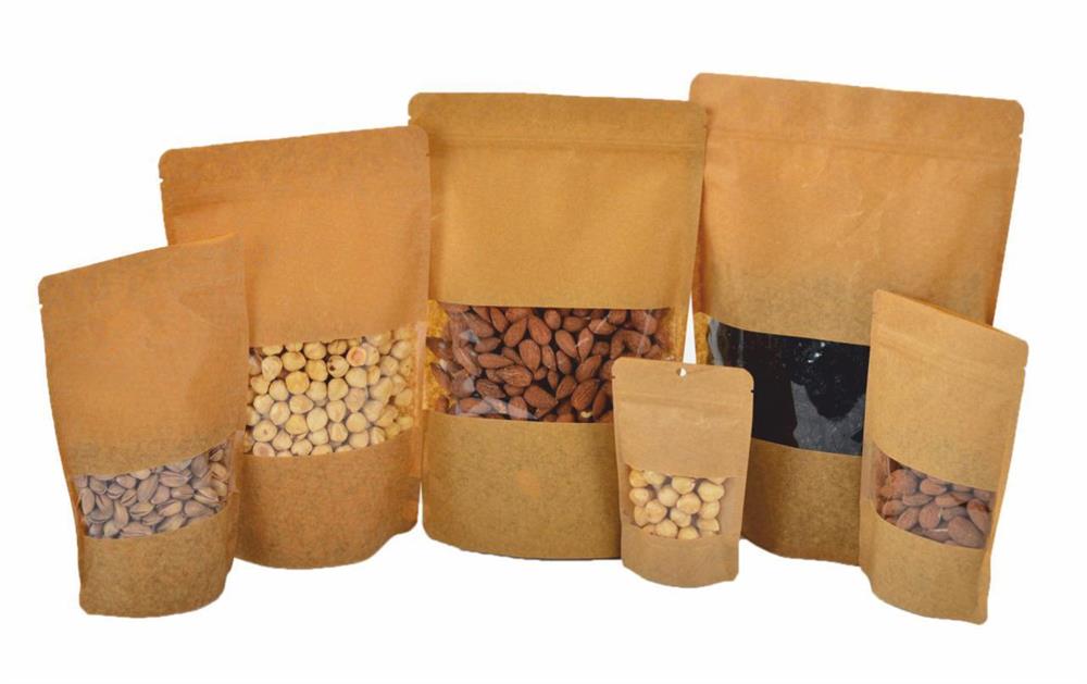 Kraft Pencereli Kilitli Doypack 25 Adet - 18X29 CM