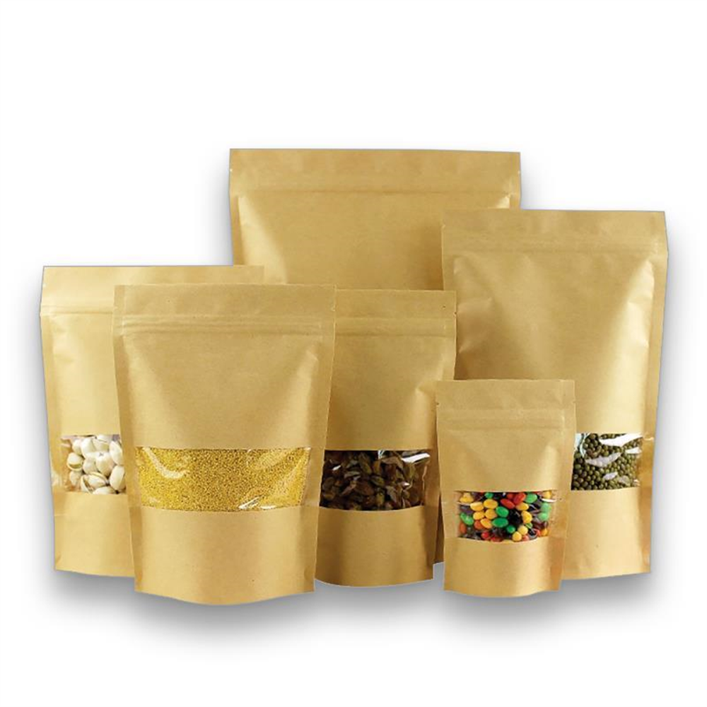 Kraft Pencereli Kilitli Doypack 25 Adet - 25X34 CM 