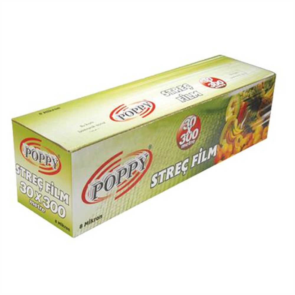 Poppy Streç Film Kutulu 30x300 m 8 Mikron 4 Adet