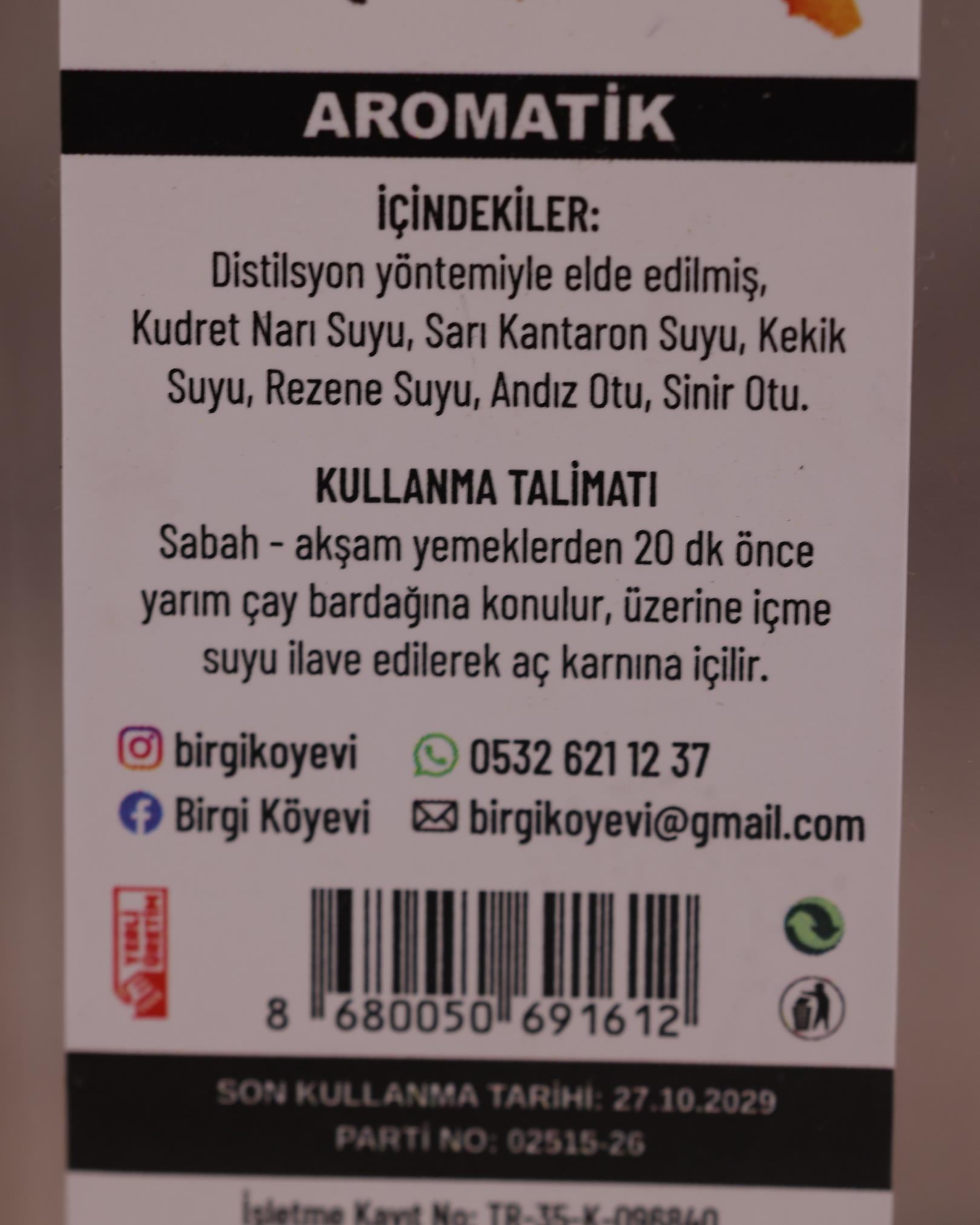 Birgi Köy EviÜRÜNLERİMİZKudret Narlı & Sarı Kantaronlu Karışık Bitki Suyu