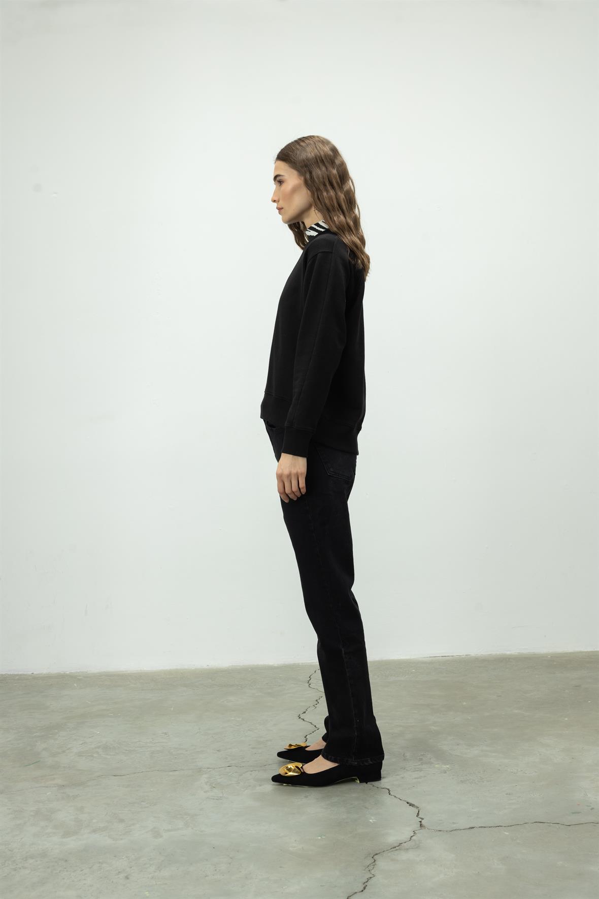 Bisiklet Yaka Basic Sweatshirt