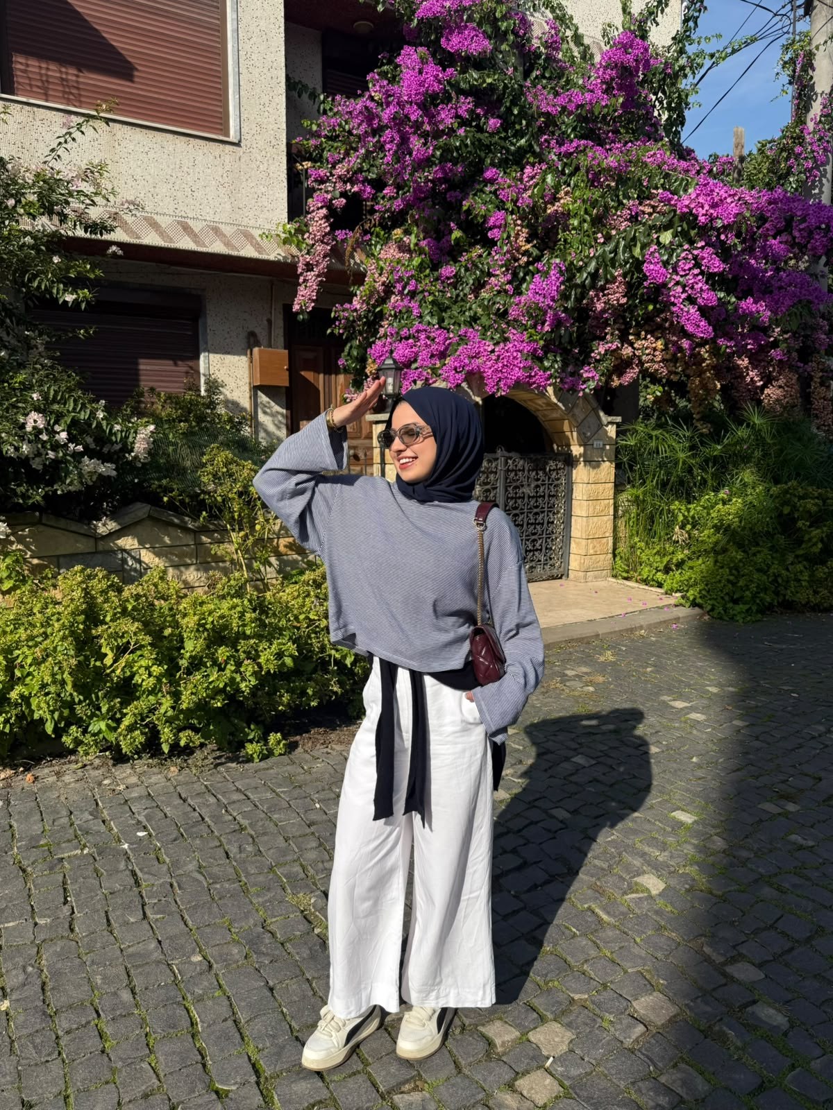 Kadın Gri Çizgili Uzun kollu T-shirt