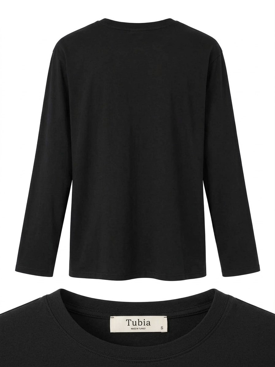 Kadın Siyah Renk Basic Uzun Kollu T-shirt