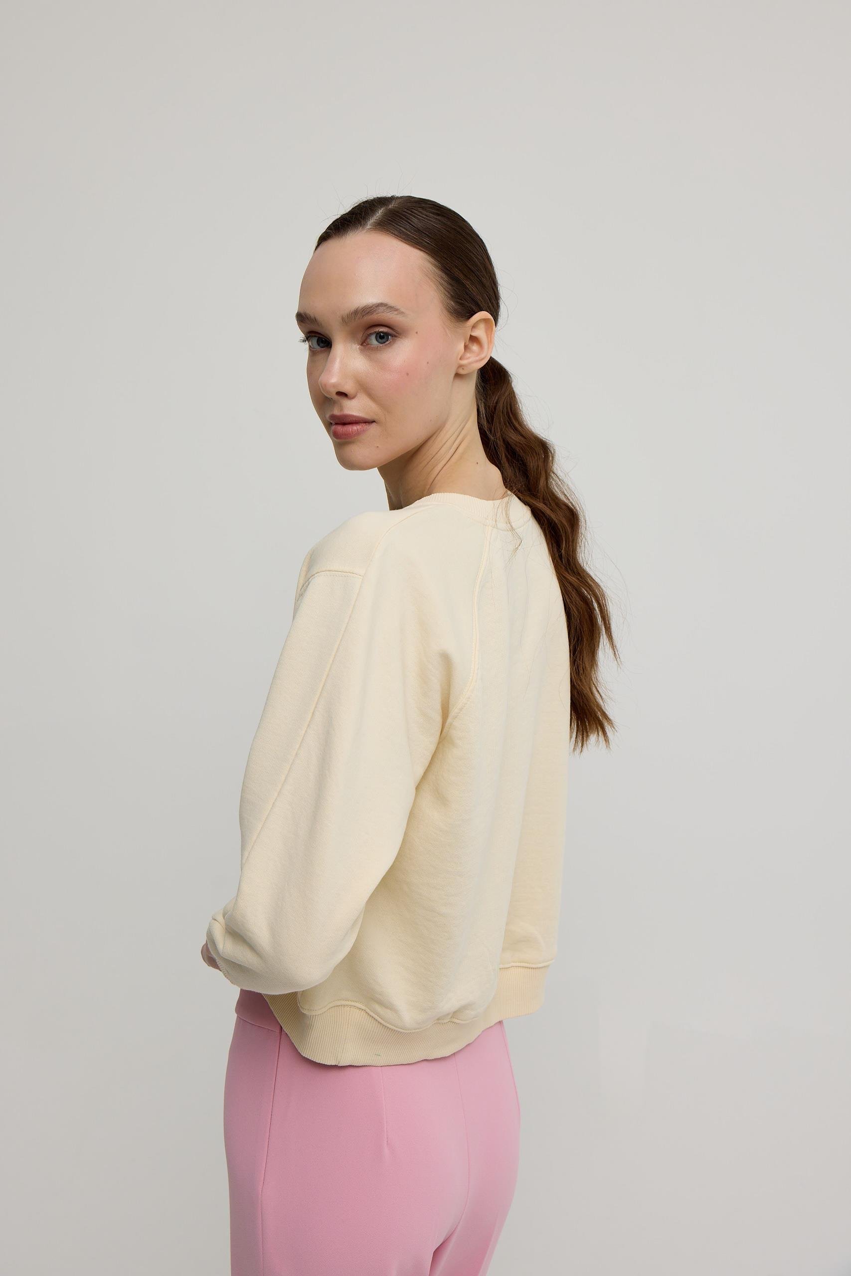 Kadın Vanilya Renk Basic Sweatshirt