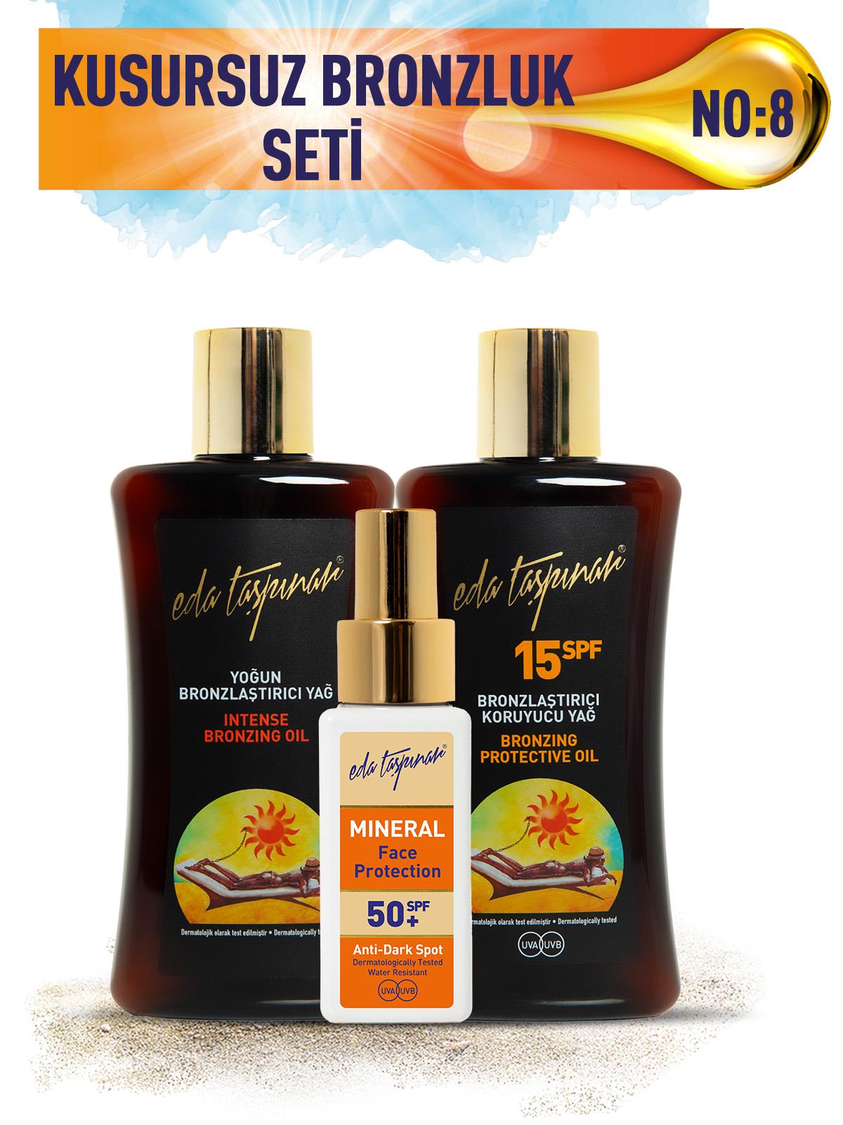 Kusursuz Bronzluk Seti No:8 Yoğun Bronzlaştırıcı SPF0 & Koruyucu SPF15 & Yüz Koruyucu SPF 50