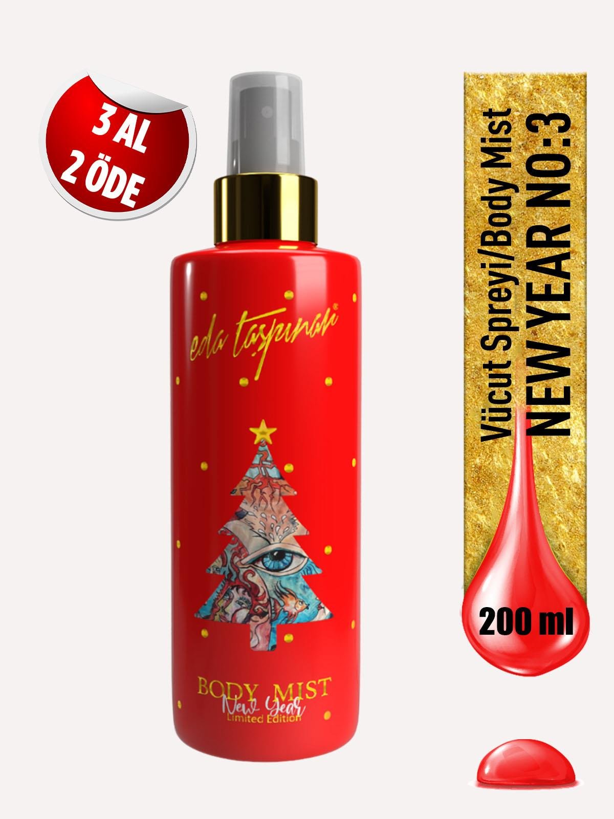 New Year Red No:3 Yılbaşı Vücut Spreyi Body Mist 200 ml