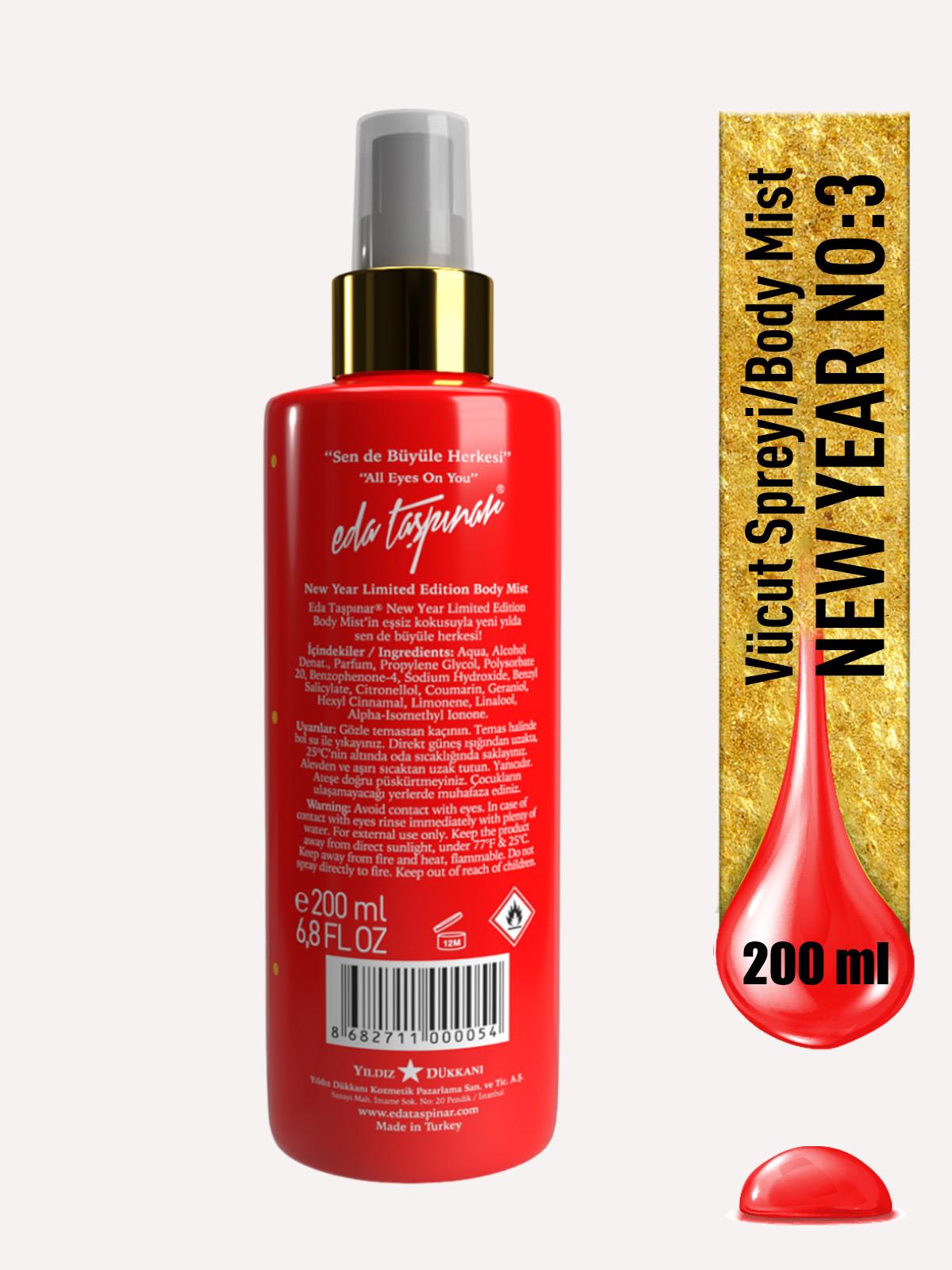 New Year Red No:3 Yılbaşı Vücut Spreyi Body Mist 200 ml