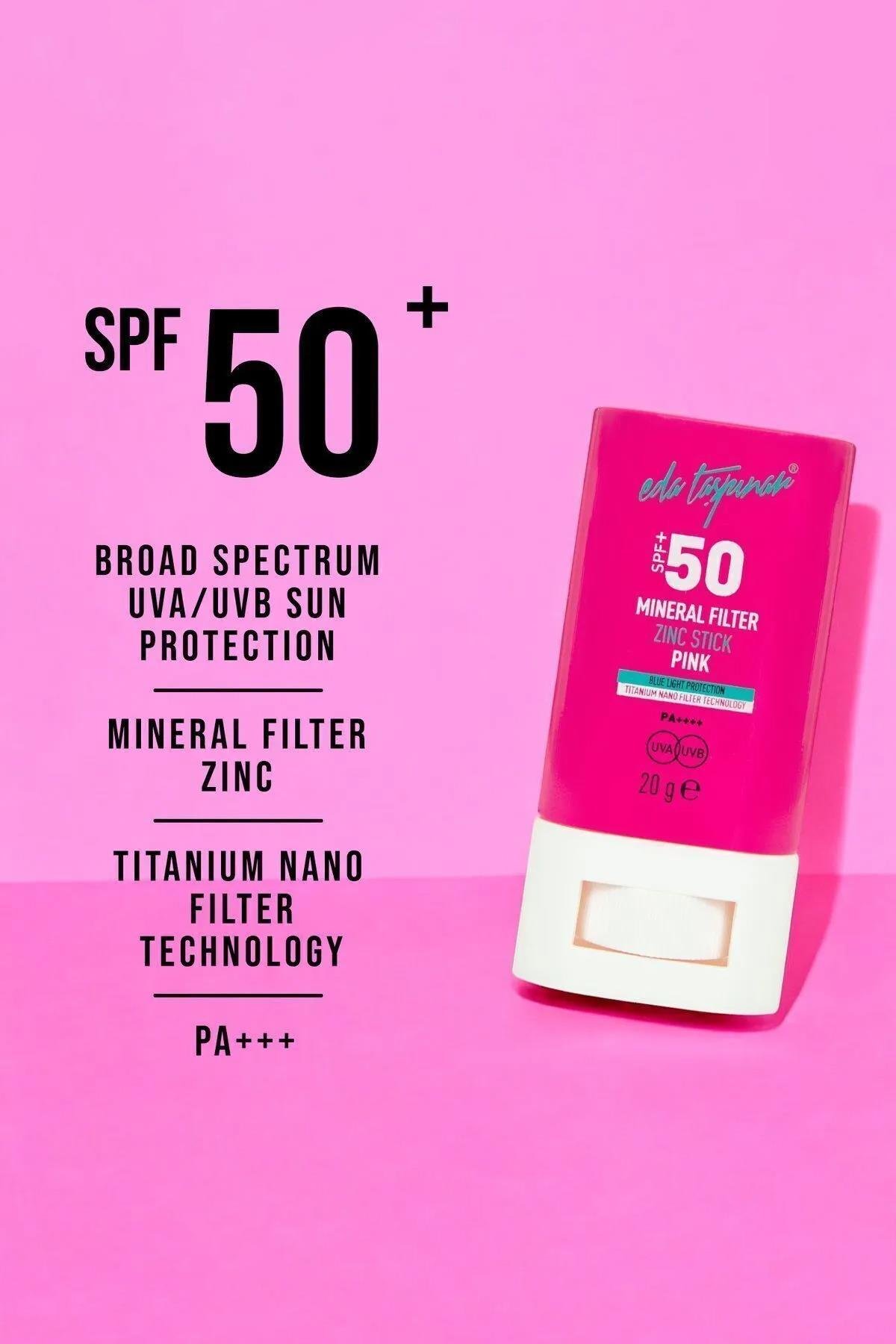 SPF 50+ Mineral Filtreli Pembe Zinc Stick