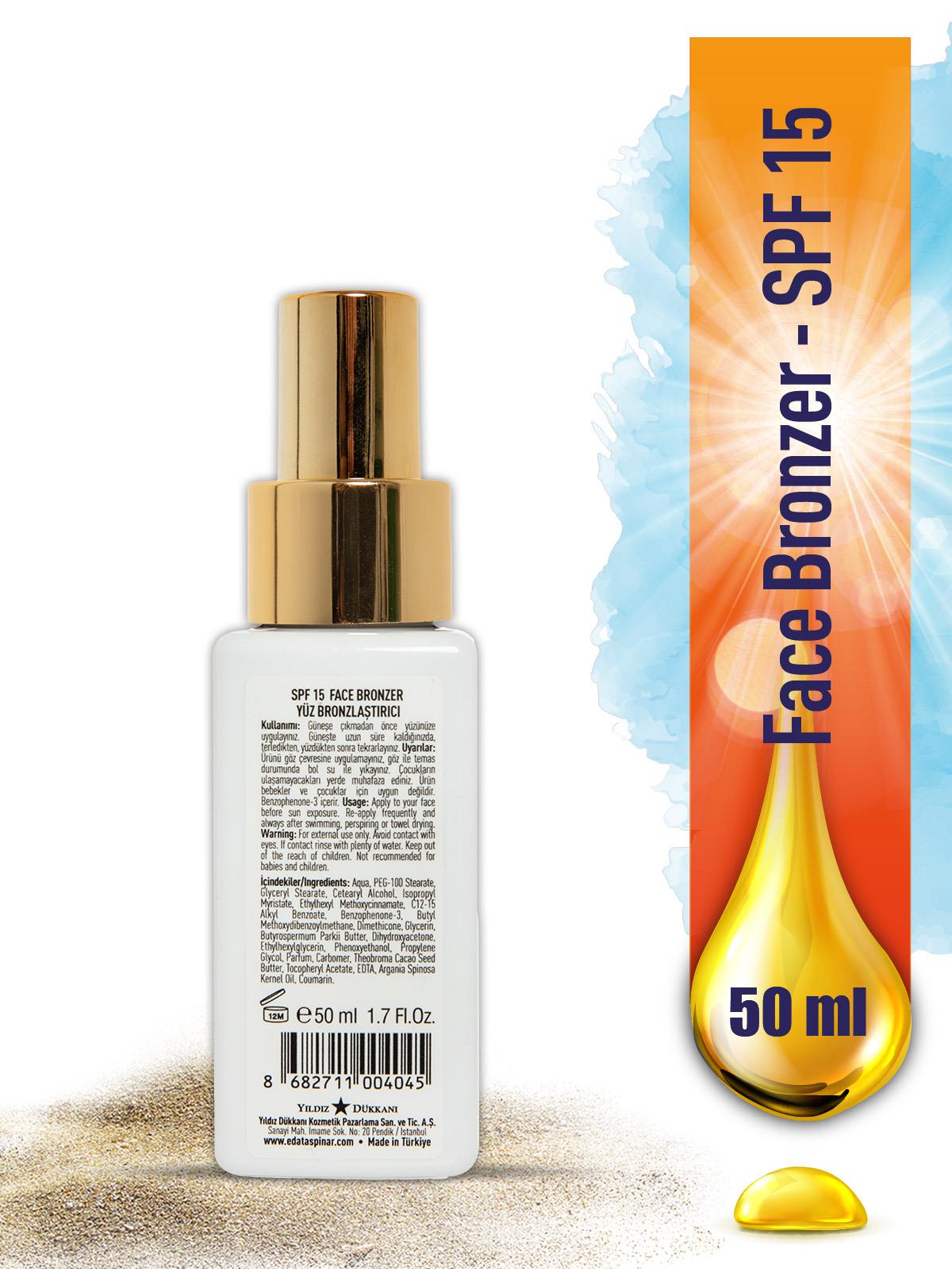 Yüz Bronzlaştırıcı Spf15 Yüz Güneş Kremi 50 ml