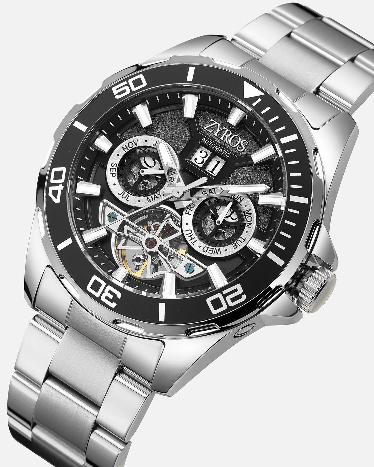 ZYROS Silver Çelik Kordon Automatic Erkek Saati 