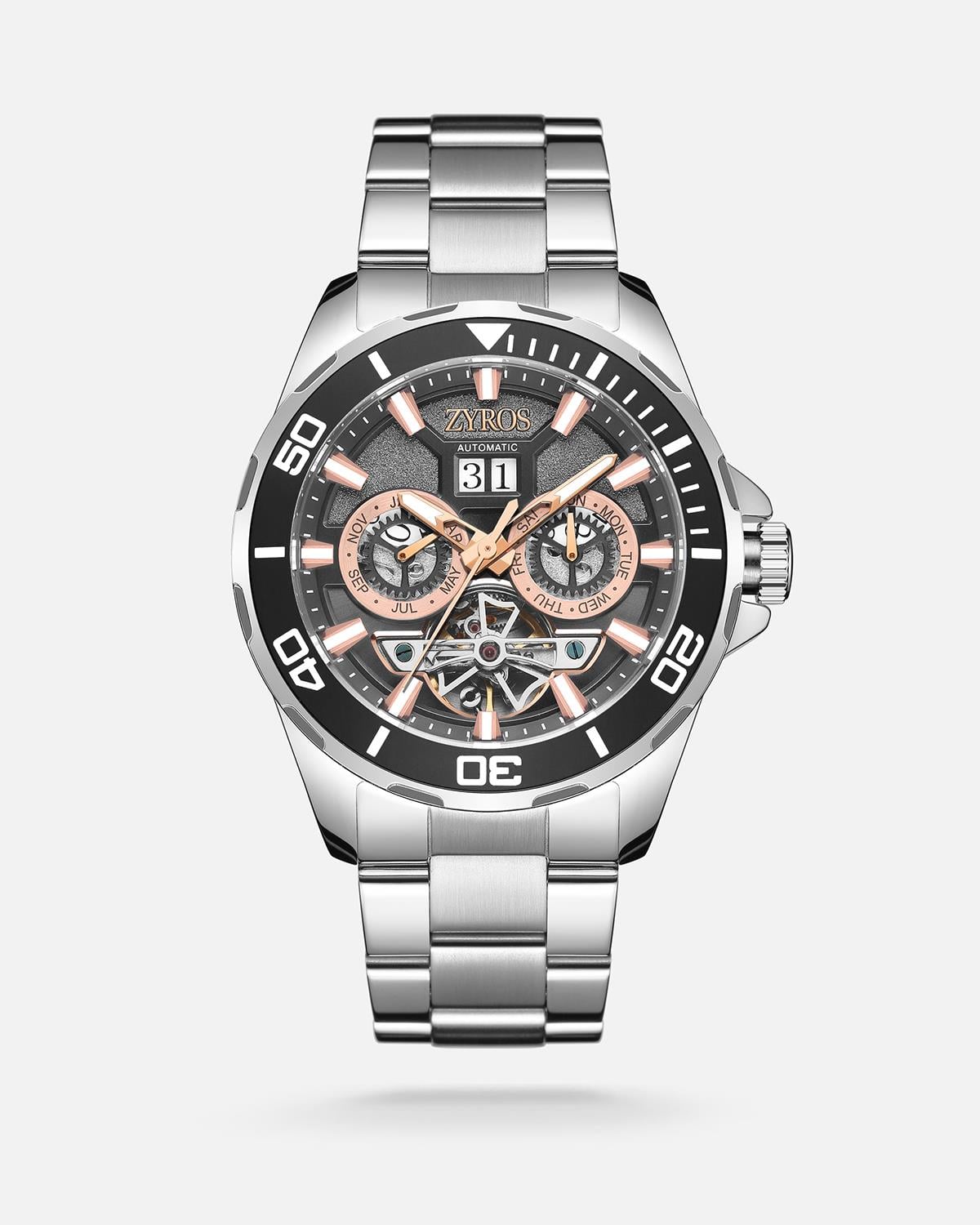 ZYROS Silver Çelik Kordon Automatic Erkek Saati 