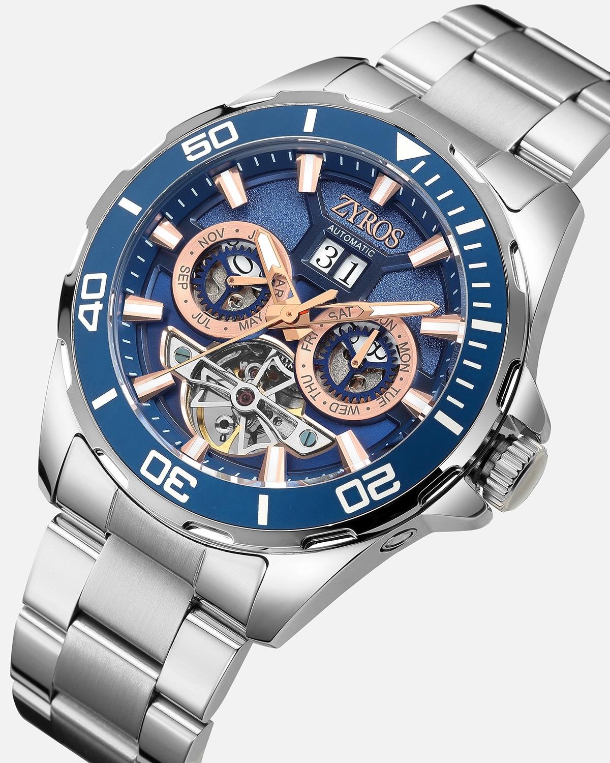 ZYROS Silver Çelik Kordon Automatic Erkek Saati 