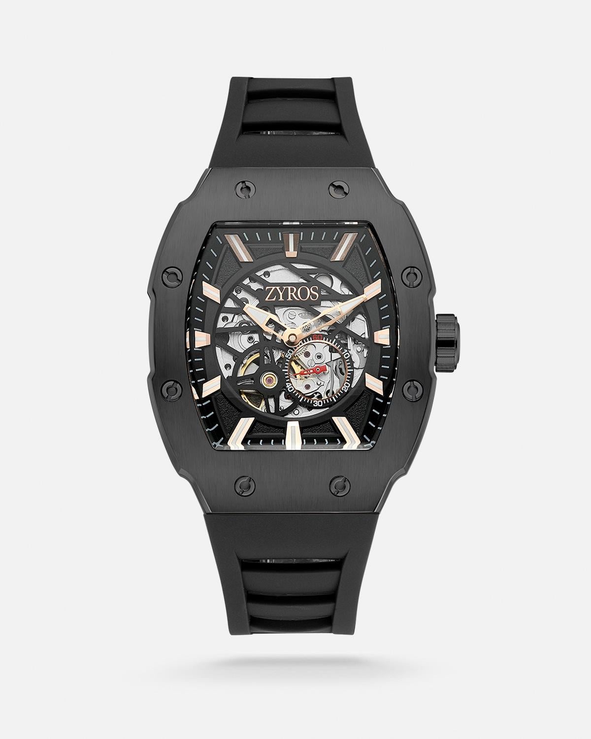 ZYROS Siyah Silikon Kordon Automatic Erkek Saati 