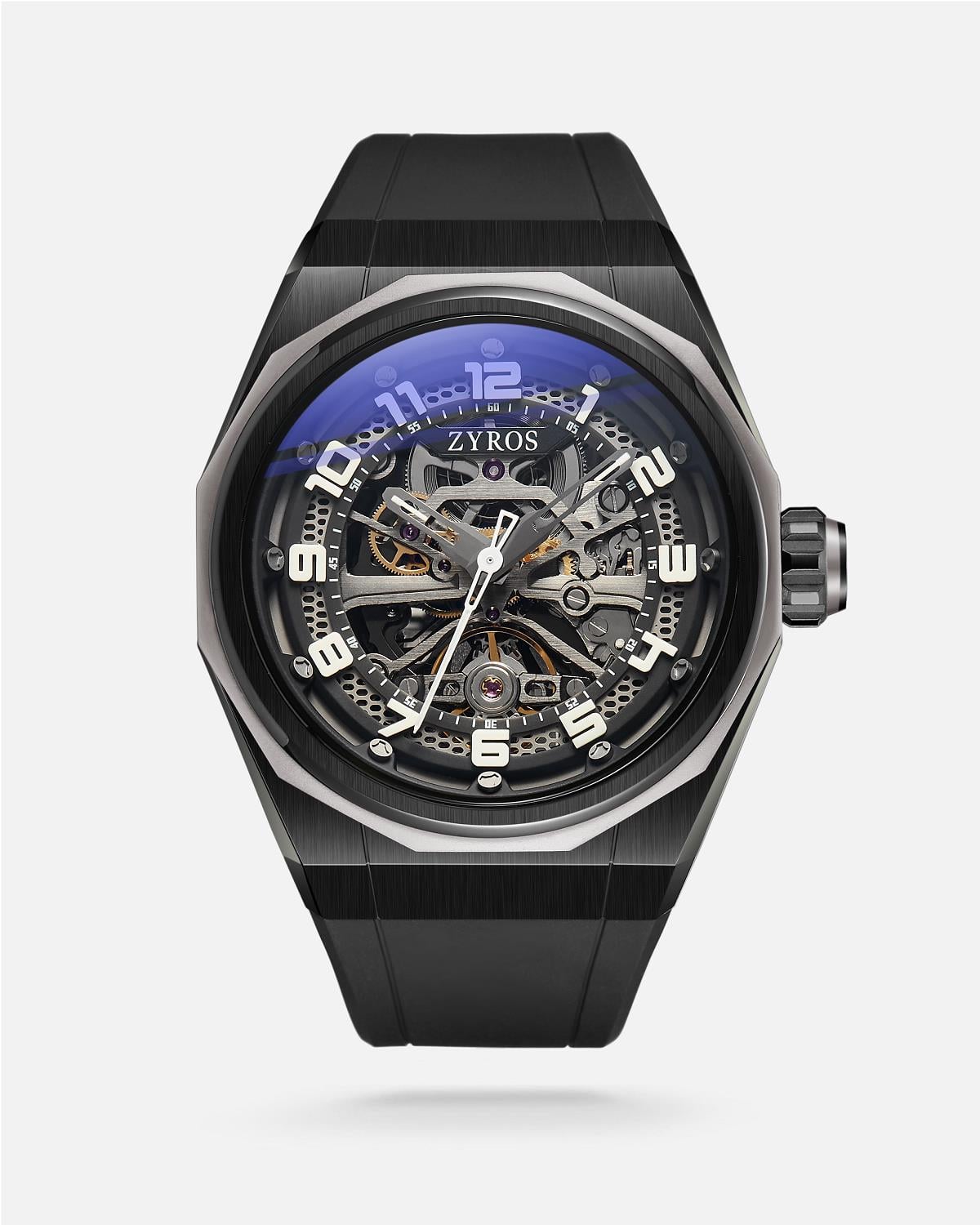 ZYROS Siyah Silikon Kordon Automatic Erkek Saati 