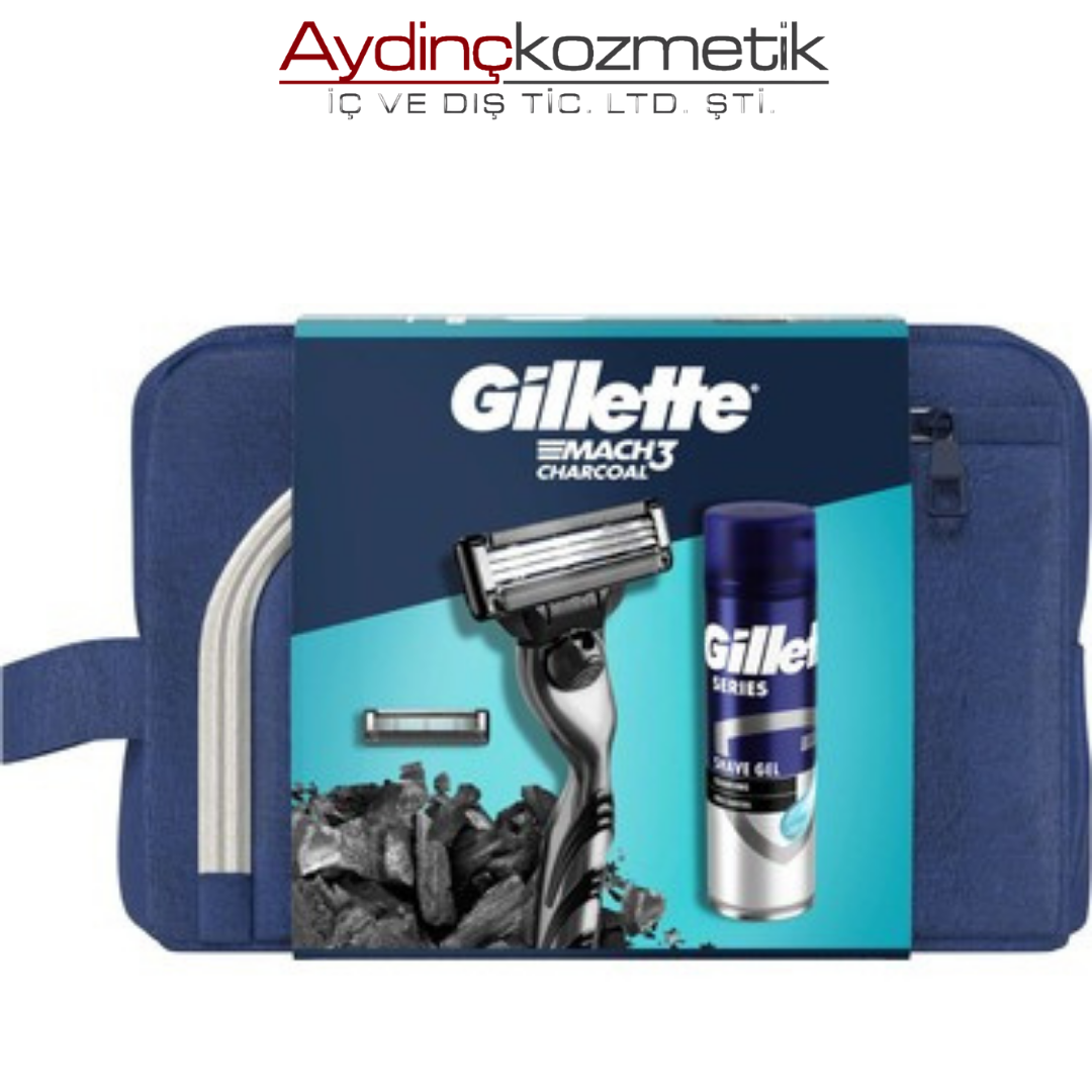 Gilette Set Mach3 Charcoal Mak+Jel+Canta 