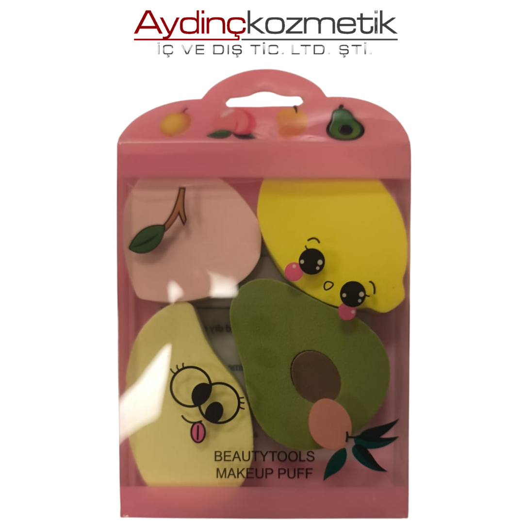 İthal Aksesuar Meyve Şekilli 4'Lü Makyaj Süngeri