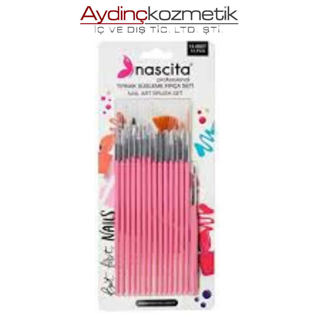Nascıta 15 Li Pembe Tırnak Fırça Seti