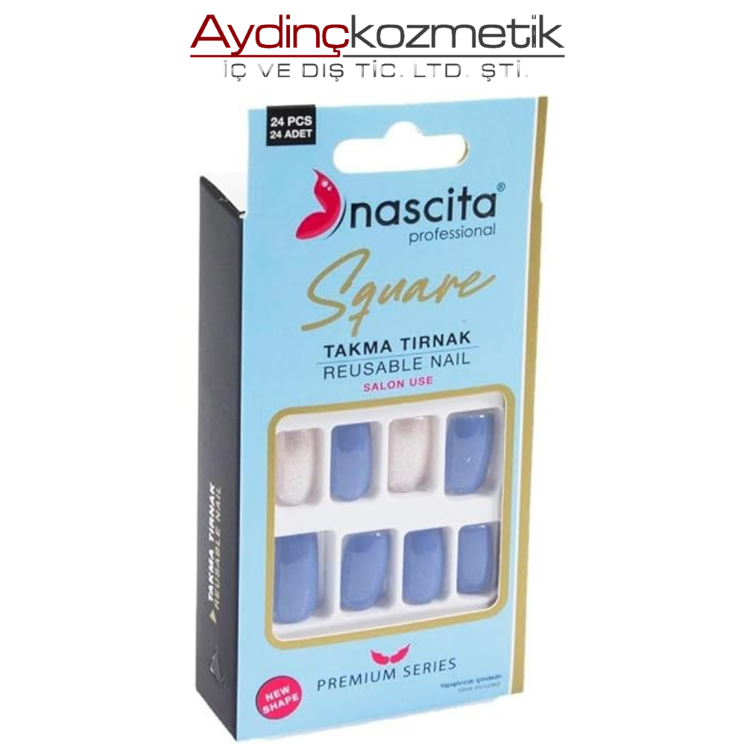 NASCITA- NASNAIL00163 24 LÜ RENKLİ TAKMA TIRNAK SQ