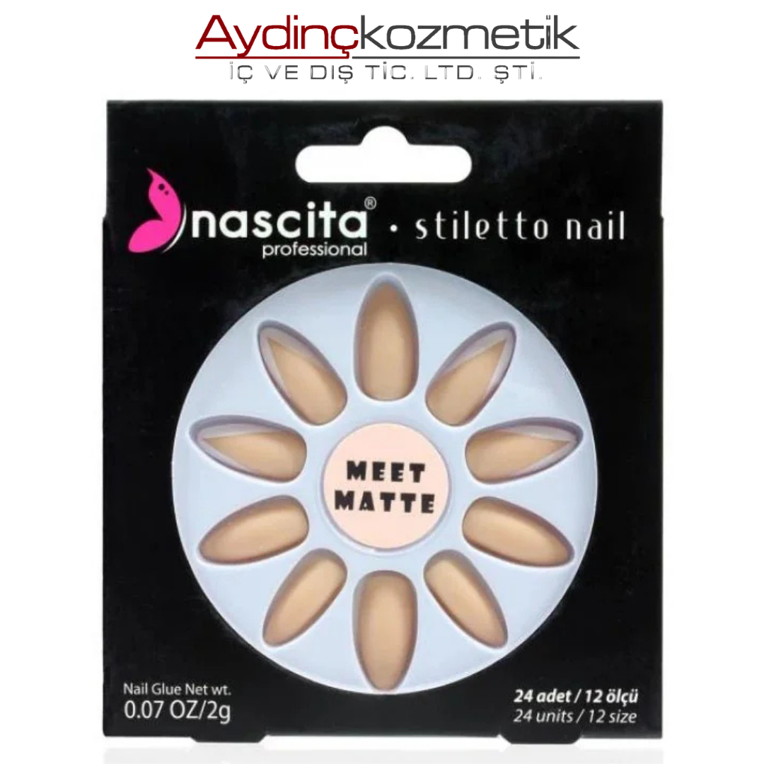 NASCİTA- STILETTO TAKMA TIRNAK (MATTE FRENCH NAILS