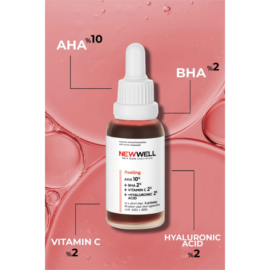 New Well Aha & Bha Canlandırıcı & Cilt Tonu Eşitleyici Kırmızı Peeling Cilt Serumu 30 Ml