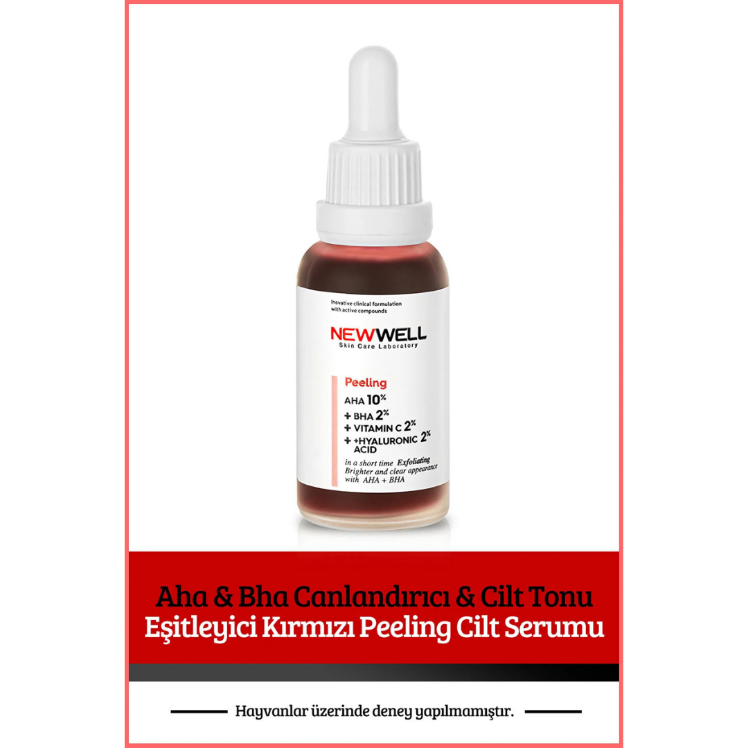 New Well Aha & Bha Canlandırıcı & Cilt Tonu Eşitleyici Kırmızı Peeling Cilt Serumu 30 Ml