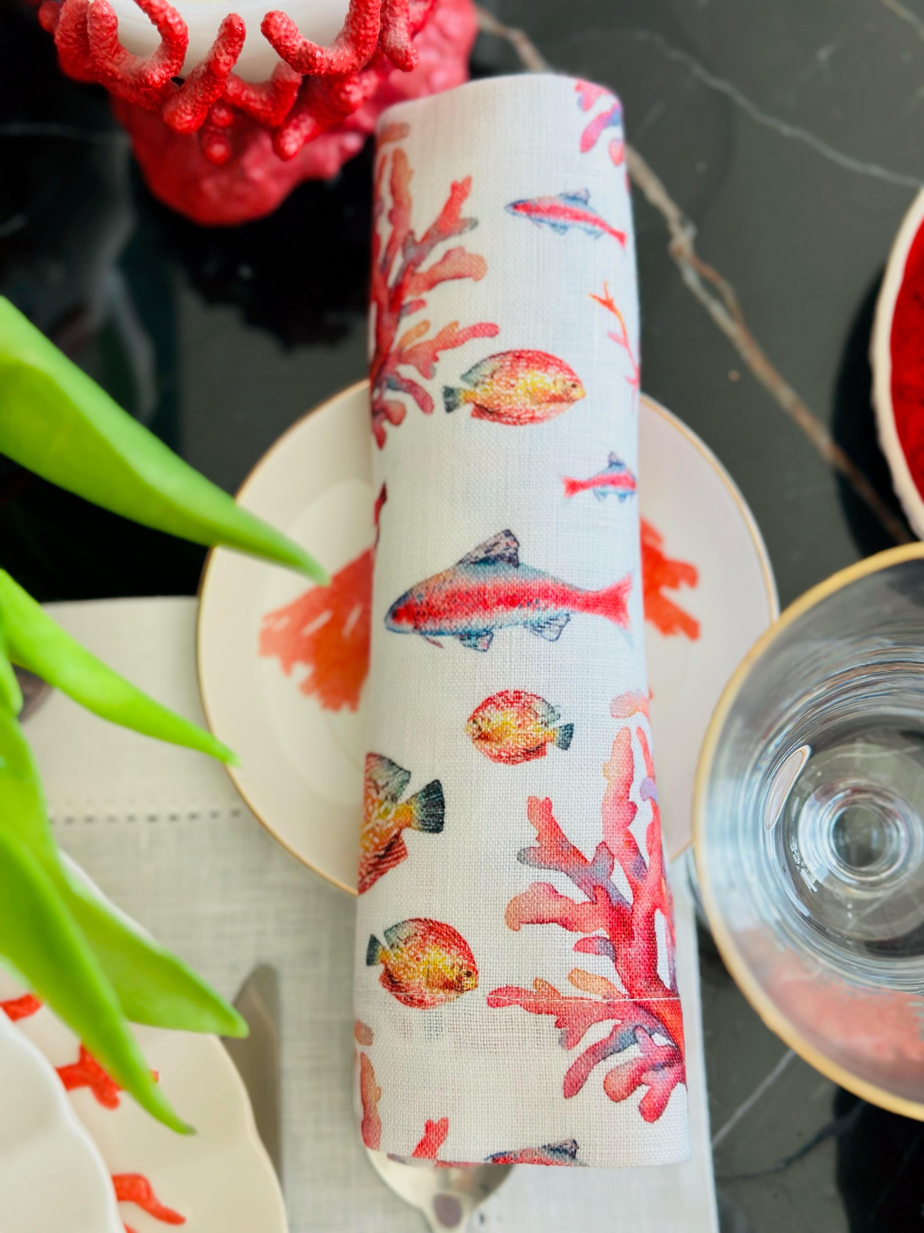 Mercan Baskılı Yemek Peçetesi