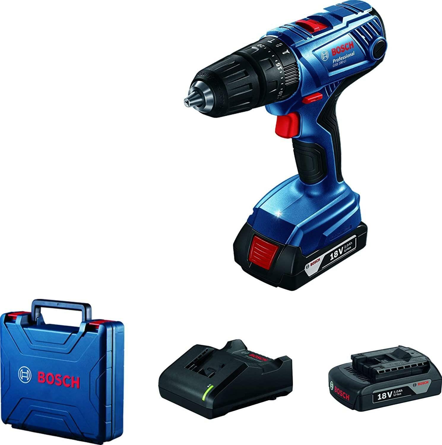 Bosch Professional GSB 180-LI 18 Volt 2.0 Ah Çift Akülü Darbeli Delme Vidalama