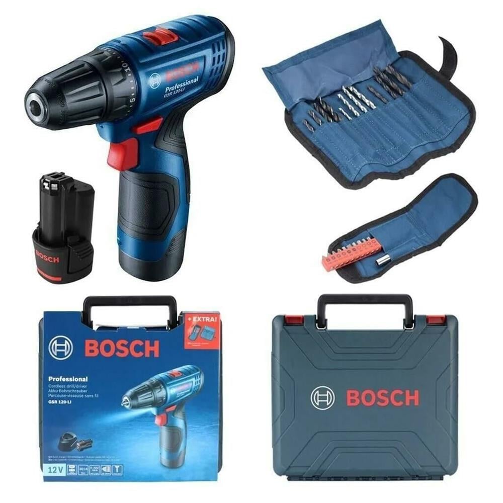 Bosch Professional GSR 120-LI 2 Ah Şarjlı  Akülü Delme Vidalama Makinesi 23 Parça