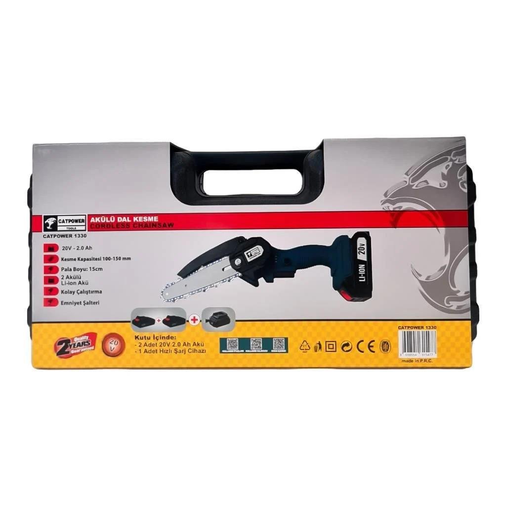 Catpoer 1330 Akülü Dal Kesme Testeresi 15 cm Pala 20 V. 2 Ah. Çift Akü