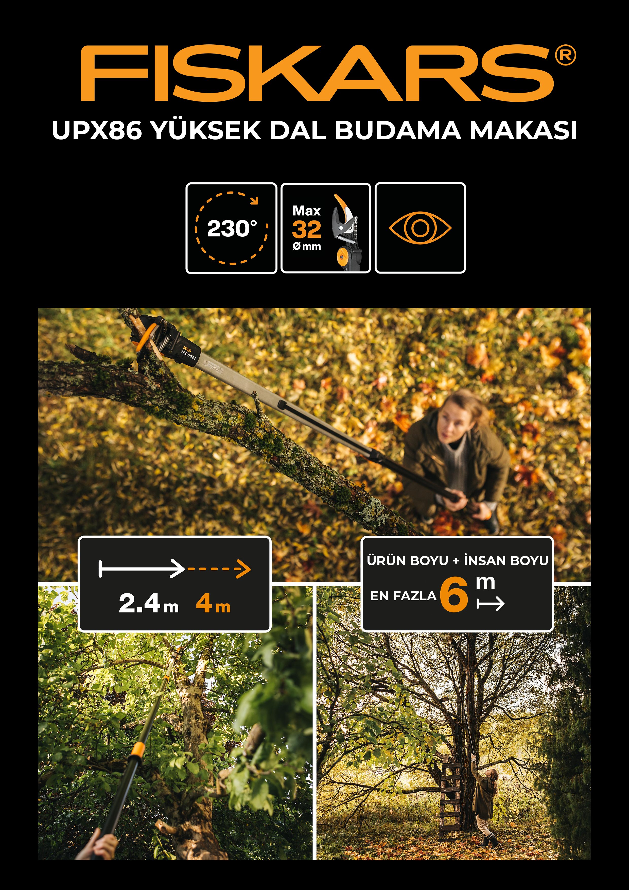 Fiskars UPX86 Yüksek Dal Budama Makası