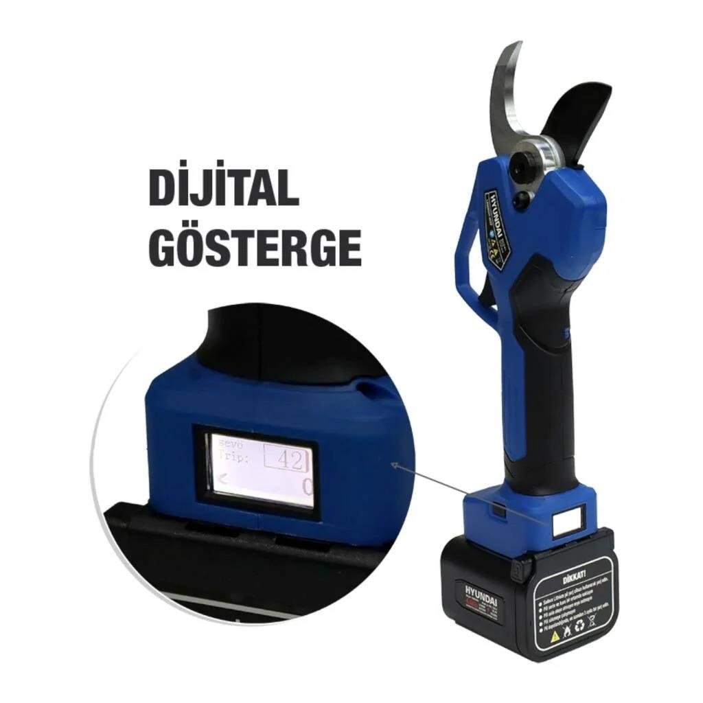 Hyundai LaserCut 45XP Akülü Budama Makası 45 mm Çift Akü Dijital Gösterge