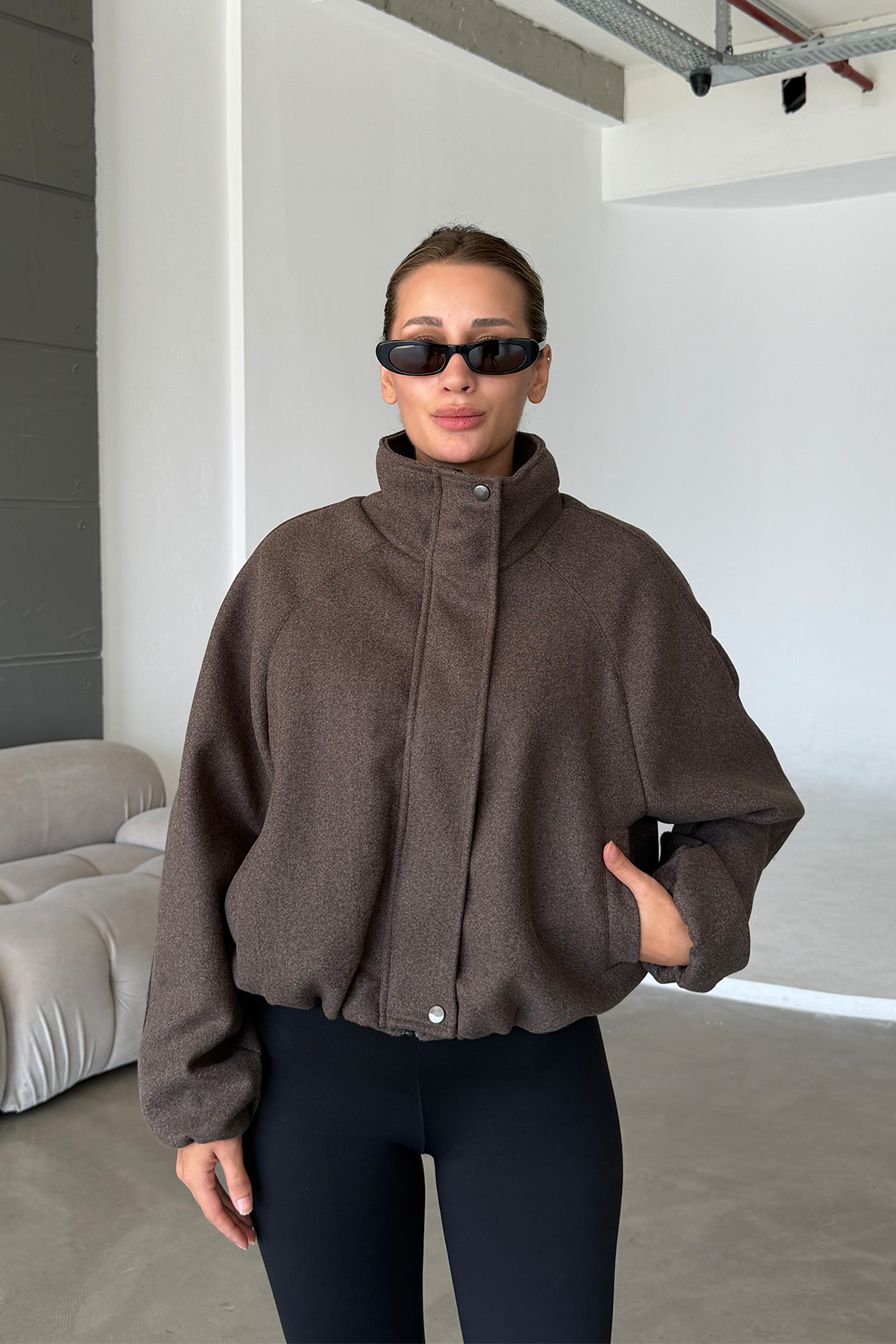 Lucie Brown Dik Yaka Oversize Kaşe Kaban