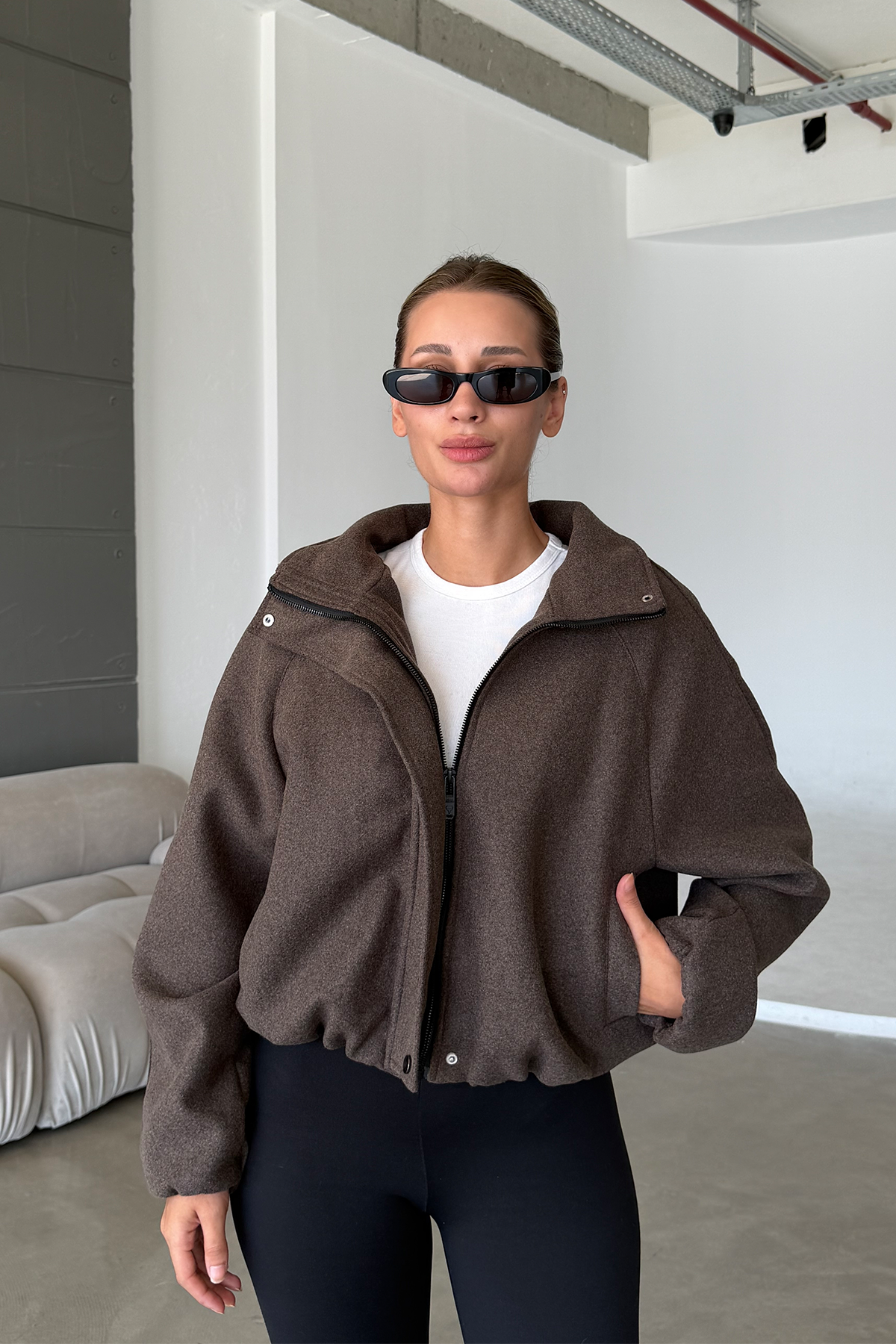 Lucie Brown Dik Yaka Oversize Kaşe Kaban