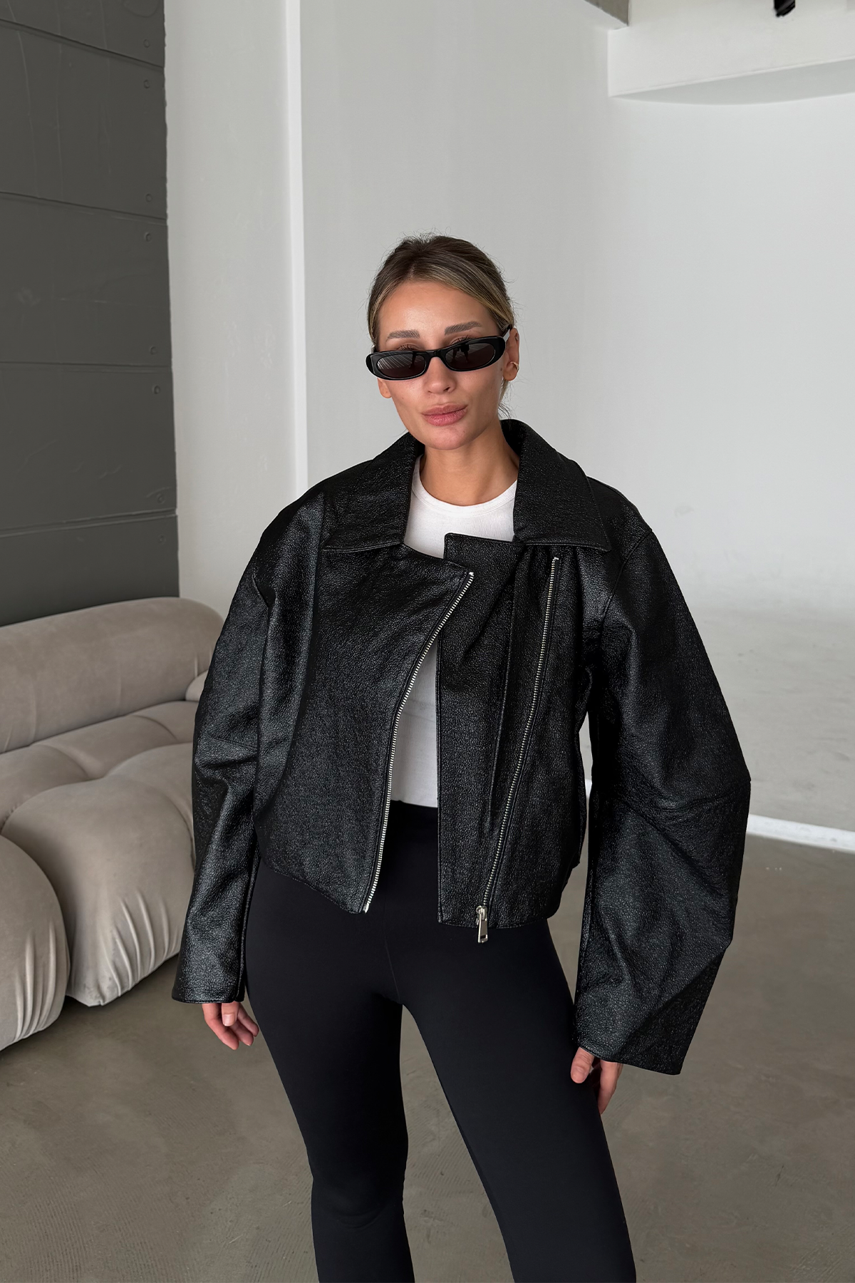 Nova Oversize Rugan Deri Ceket