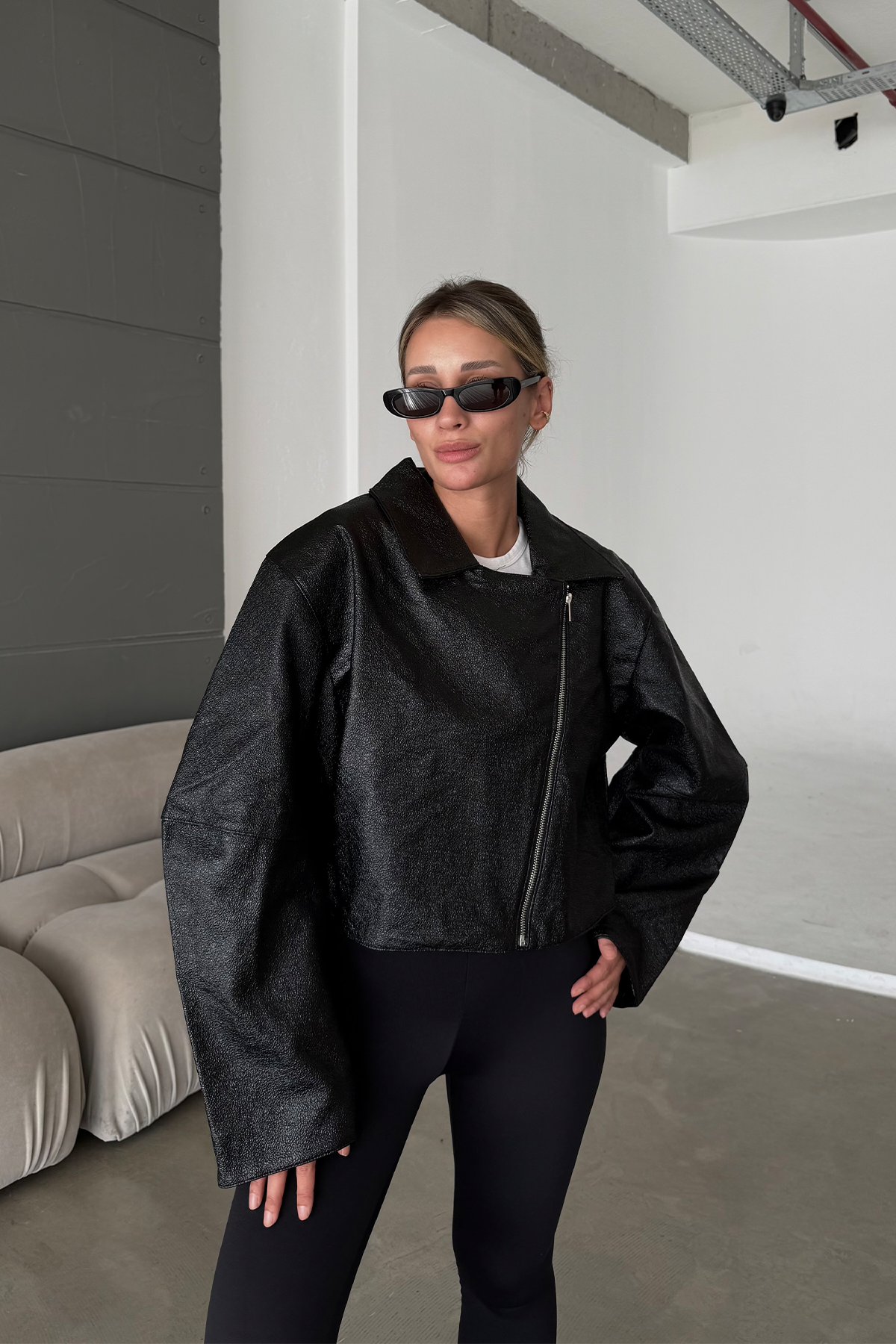 Nova Oversize Rugan Deri Ceket