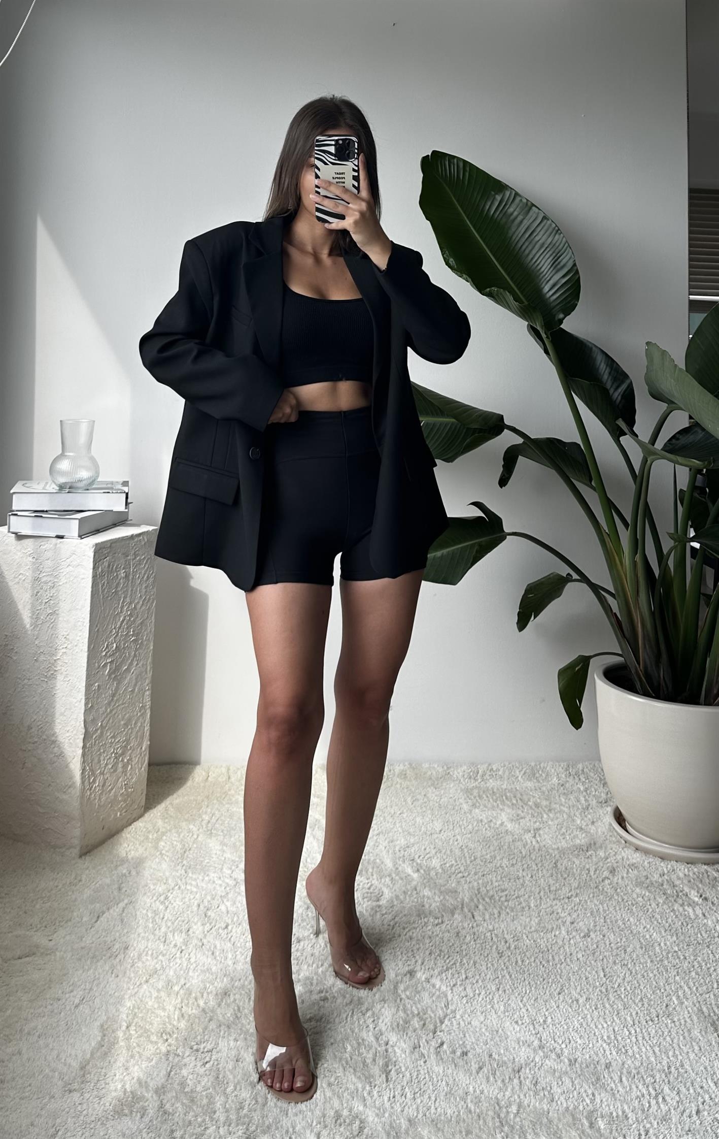 Rebecca Siyah Oversize Blazer Ceket