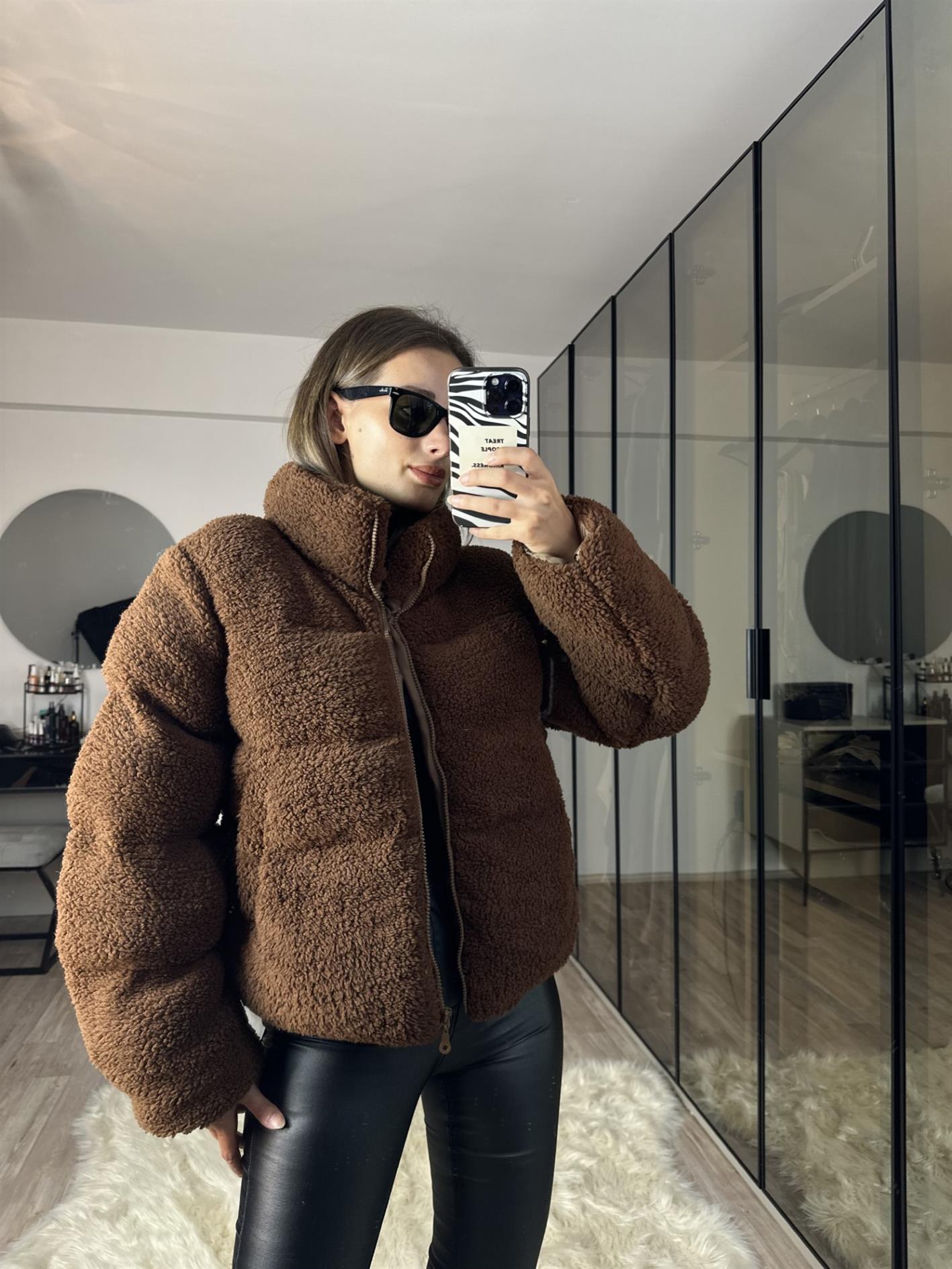 Teddy Kahverengi Oversize Peluş Mont