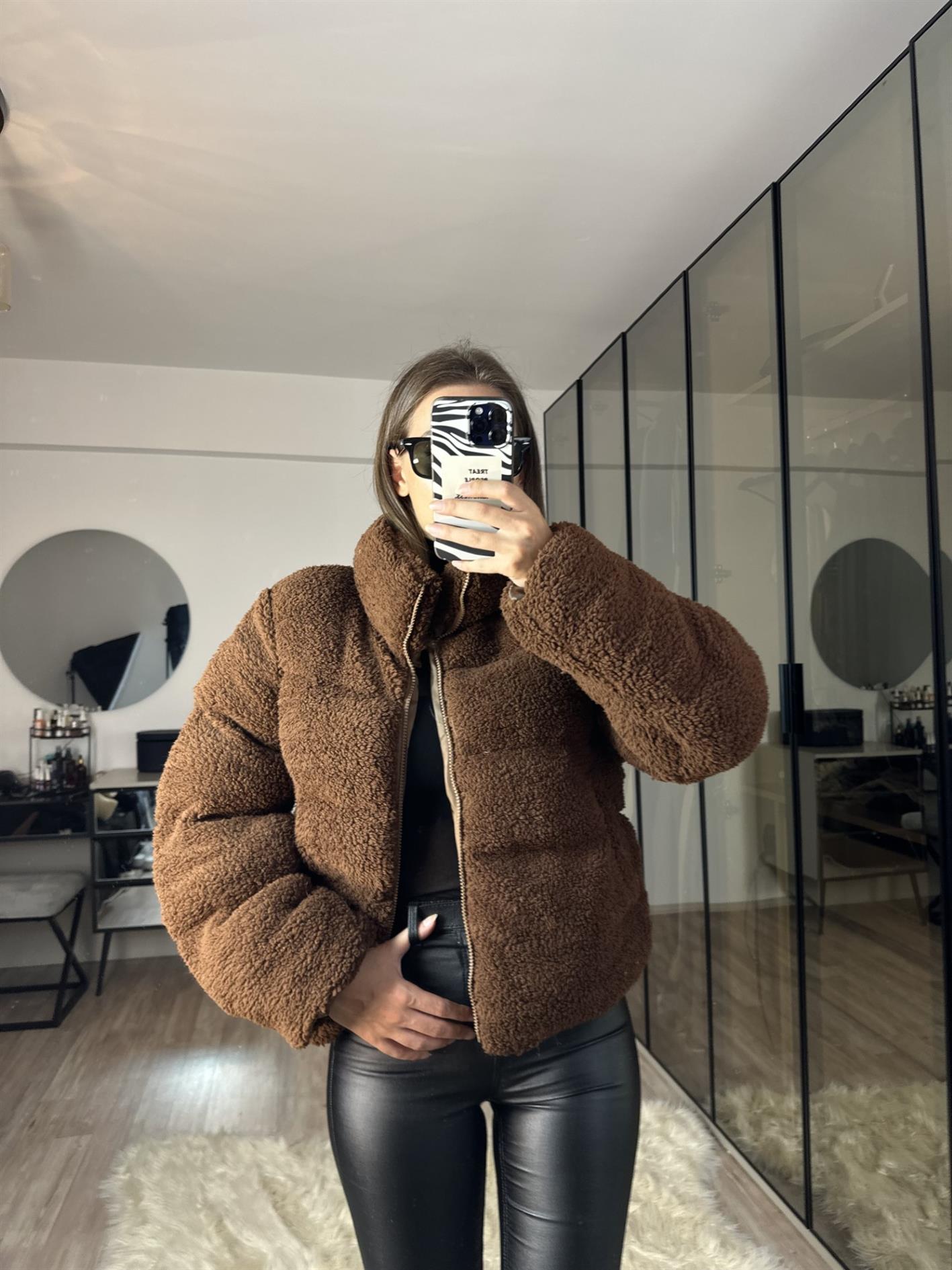 Teddy Kahverengi Oversize Peluş Mont