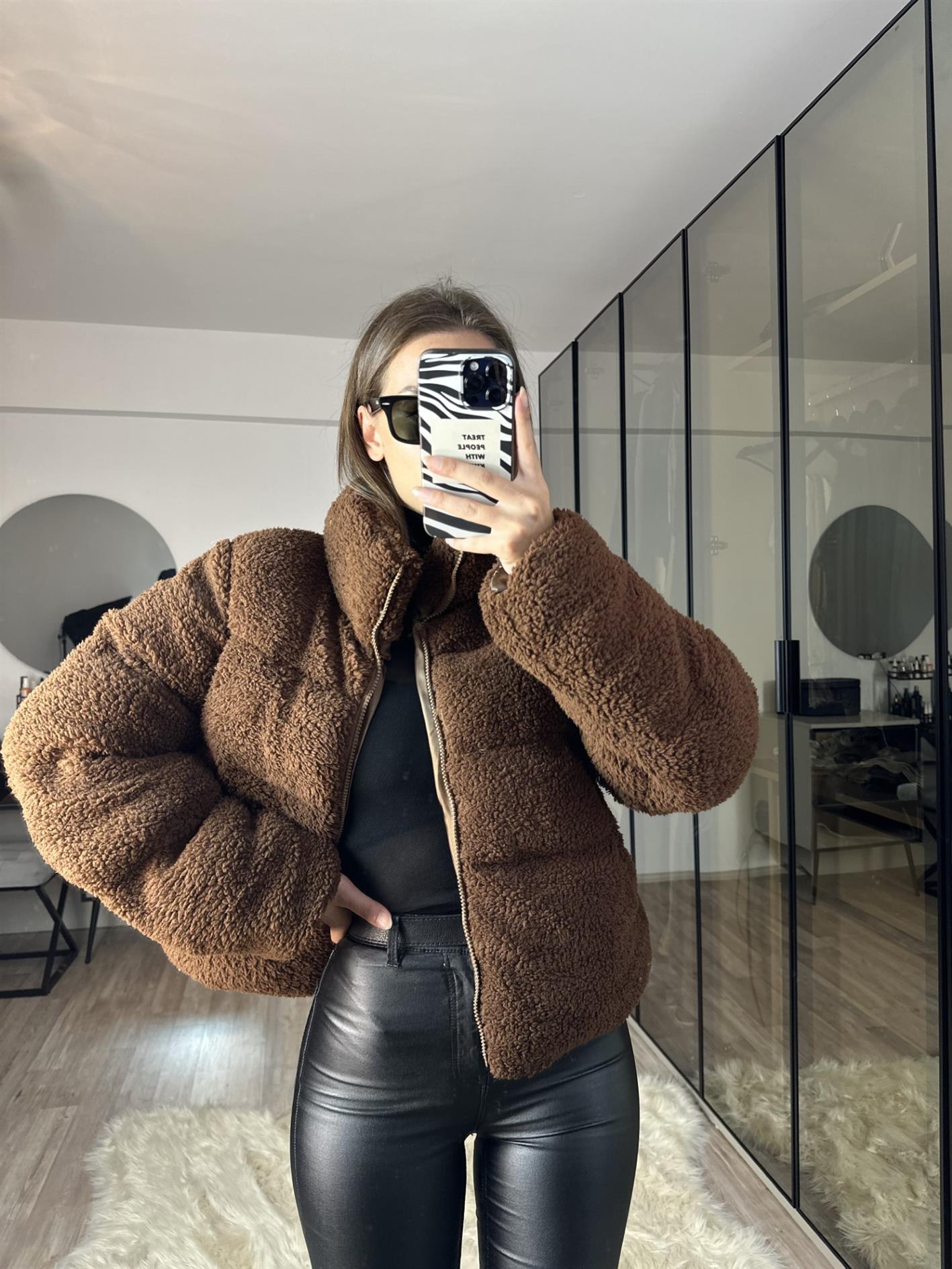 Teddy Kahverengi Oversize Peluş Mont