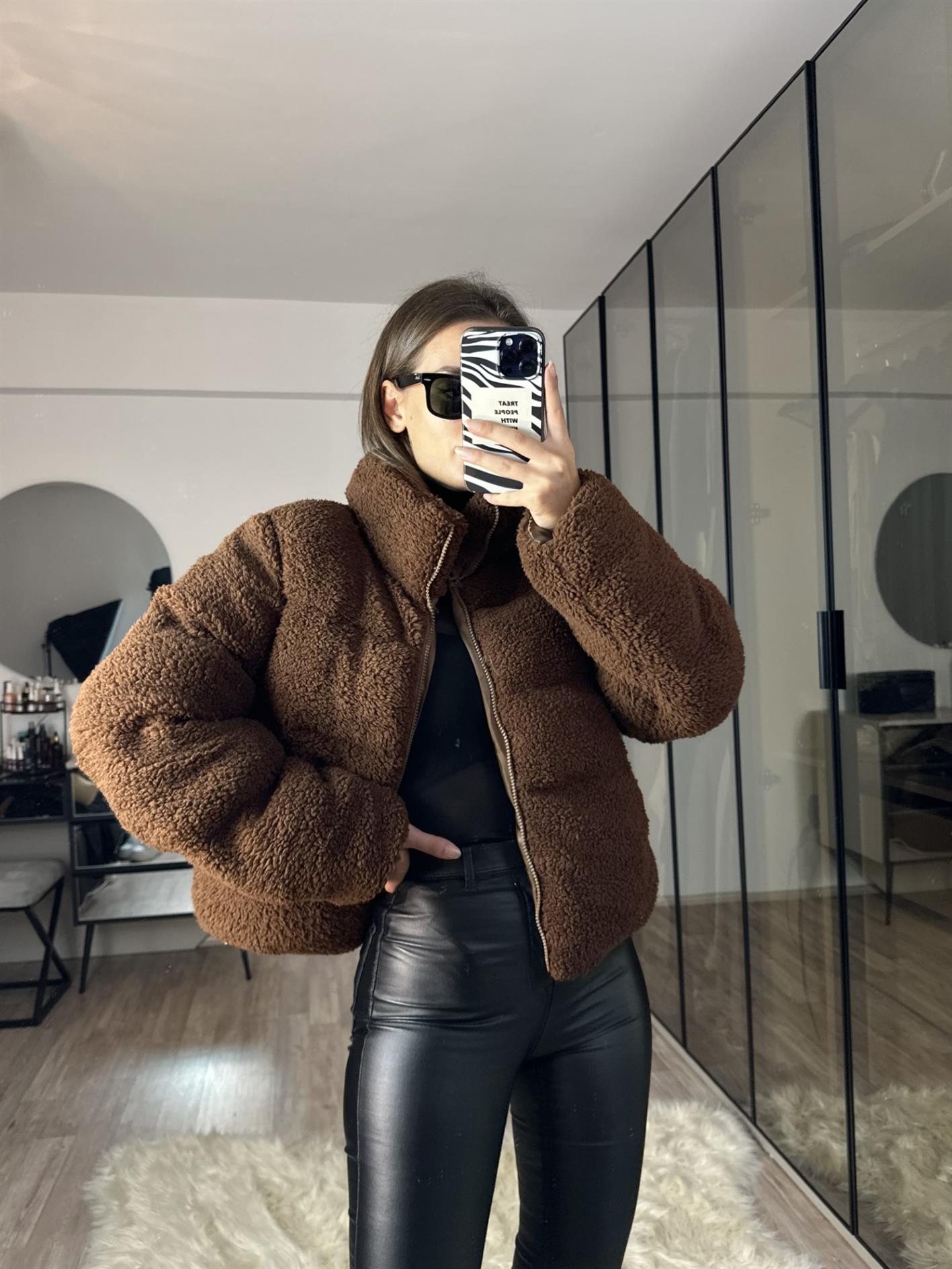 Teddy Kahverengi Oversize Peluş Mont