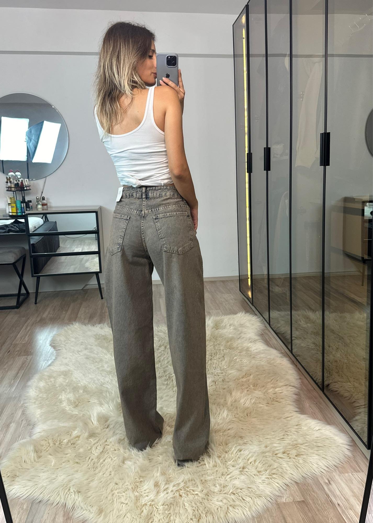 Vintage Soluk Efektli Baggy Jean