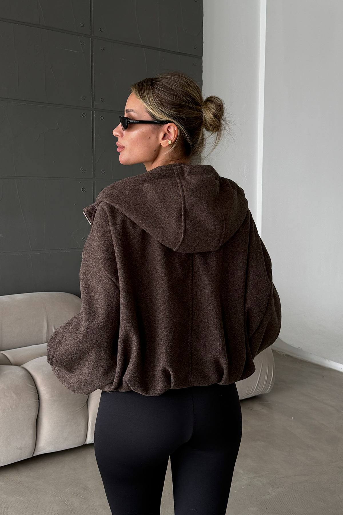 ZR Model Kapüşonlu Brown Bomber Kalıp Kaşe Kaban