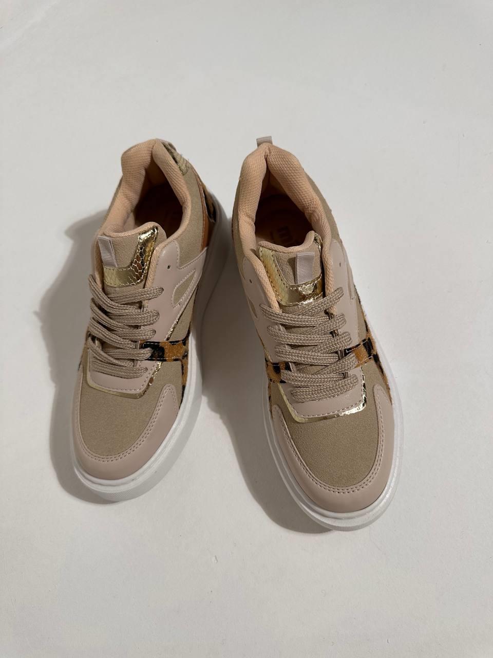 23K-063 Bej Leopar Kadın Spor Ayakkabı