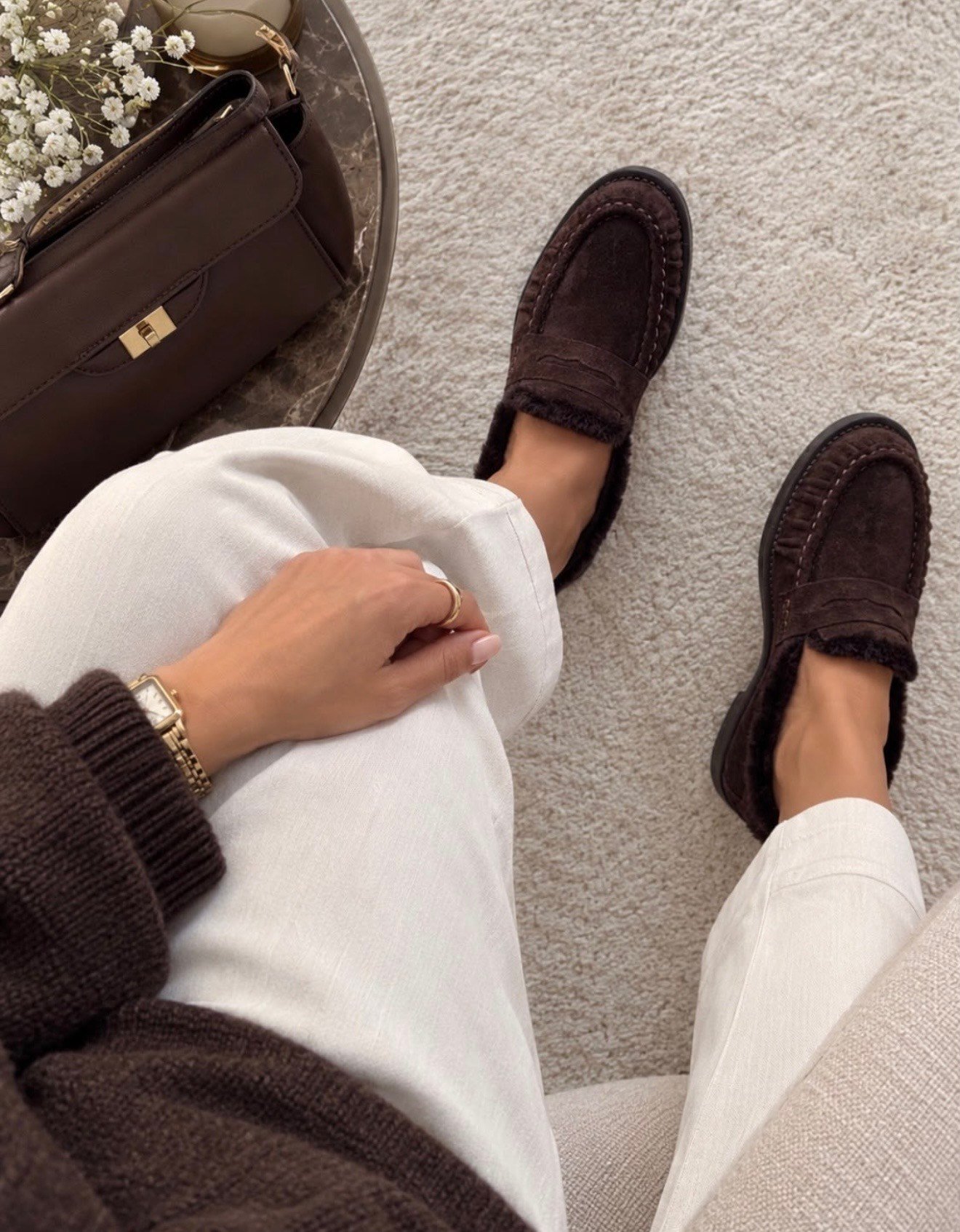 ALVA Acıkahve İçi Kürklü Deri Loafer