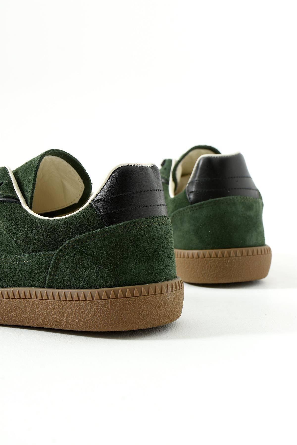 Bağcıklı Gerçek Deri Süet Kadın Spor Ayakkabı Yeşil