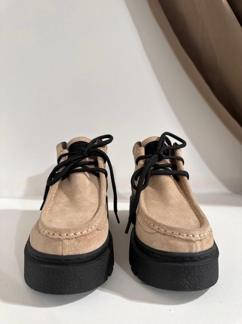 Berlin Bej Süet Bağcıklı Kadın  Bot 