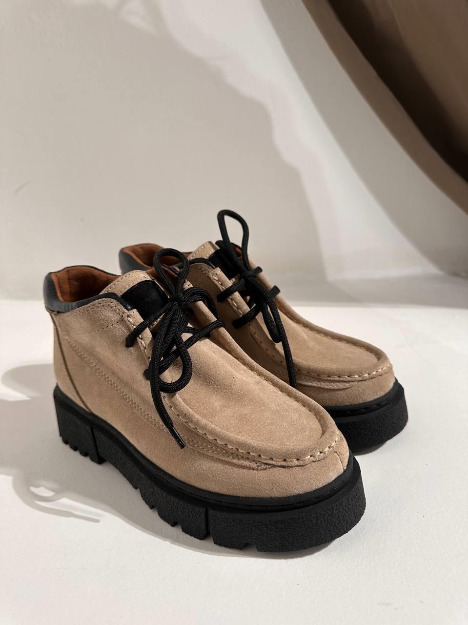 Berlin Bej Süet Bağcıklı Kadın  Bot 